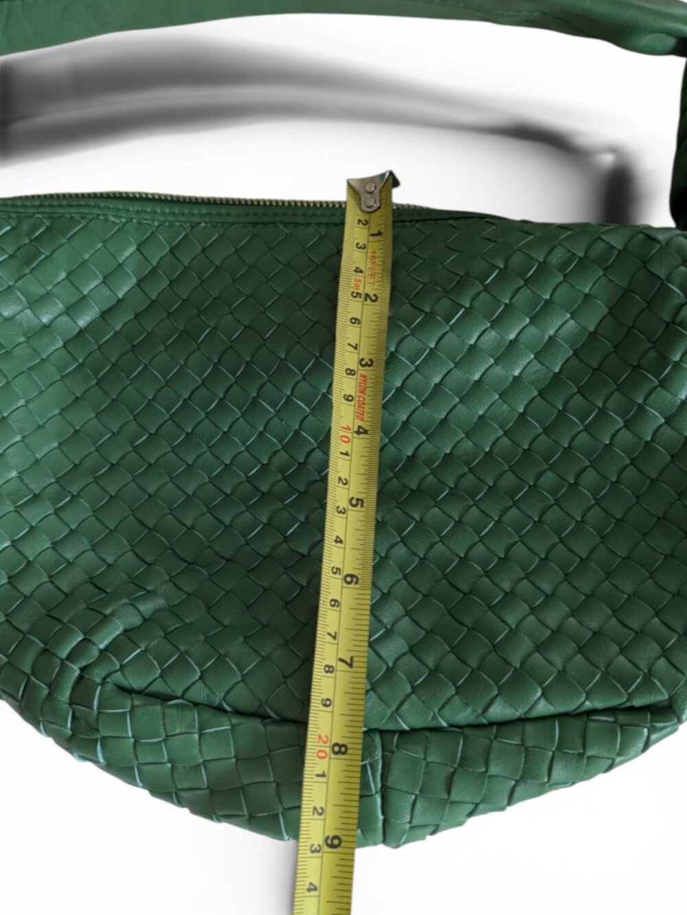 Giorgia Milani Genuine Leather Woven Crescent Shoulder Bag Green - Picture 7 of 7